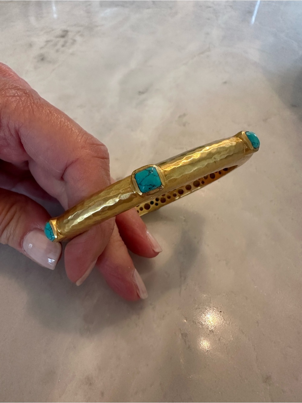 Julie Vos Gold Bracelet with Turquoise Stones